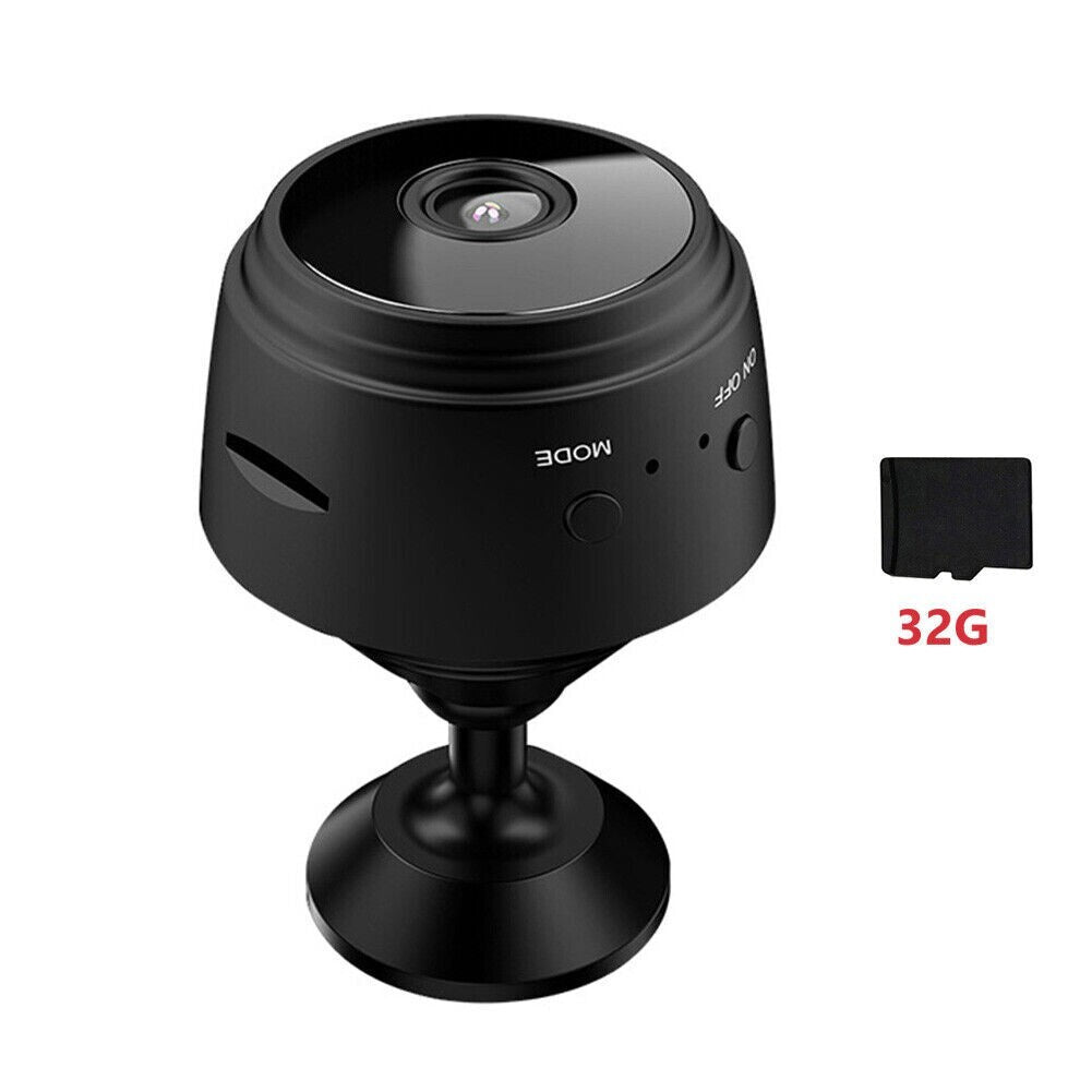 Mini CCTV Camera Wireless IP Wifi Indoor/Outdoor Camera HD Home Security - Black