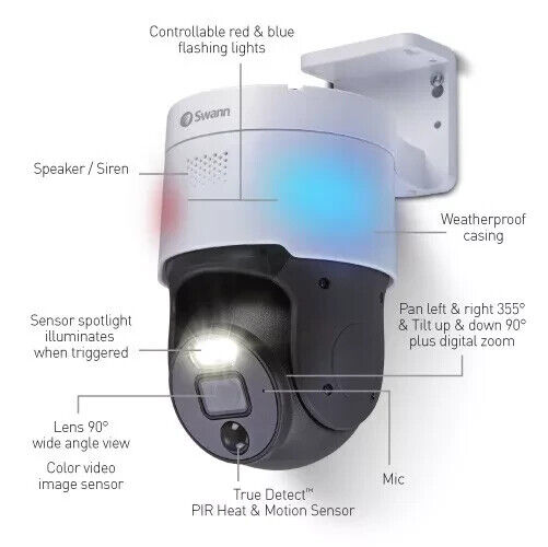Swann 4K Pan-Tilt Add-On Camera SWNHD-900PT-EU 4K Pan & Tilt NVR Security Camera