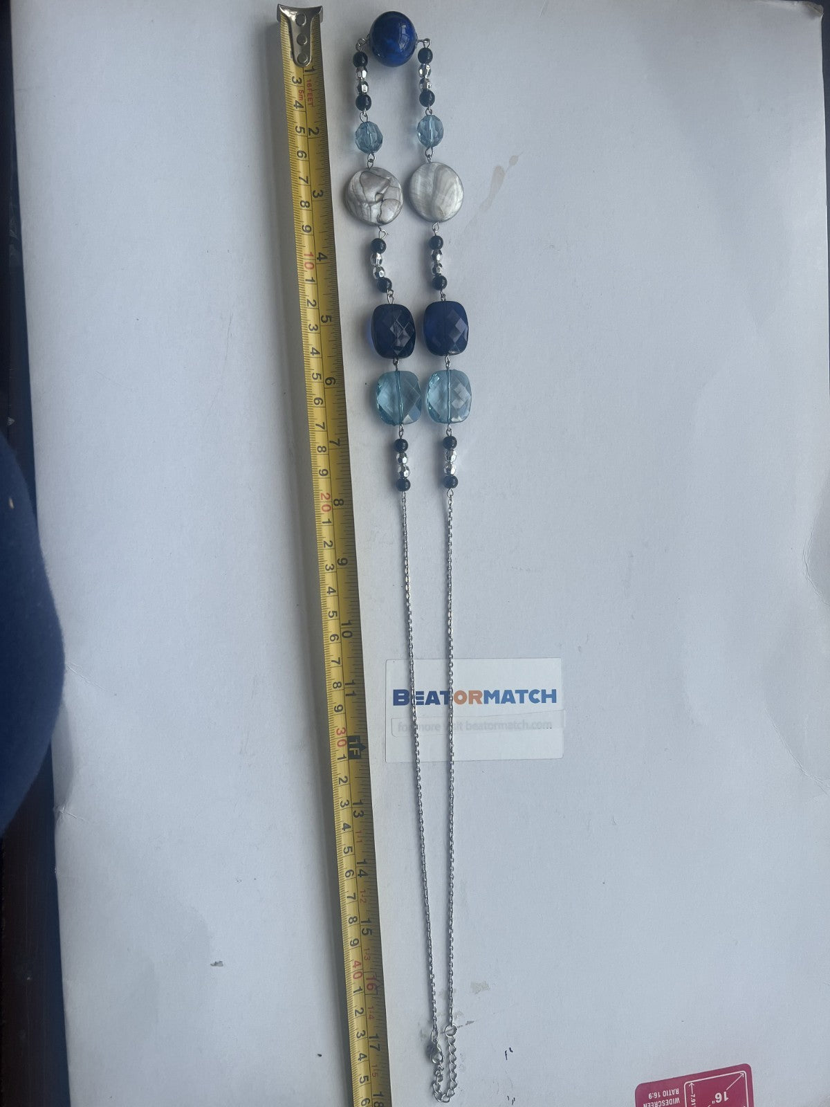 Long Blue Orbs and Flat Jewellery Costume Jewellery Necklace