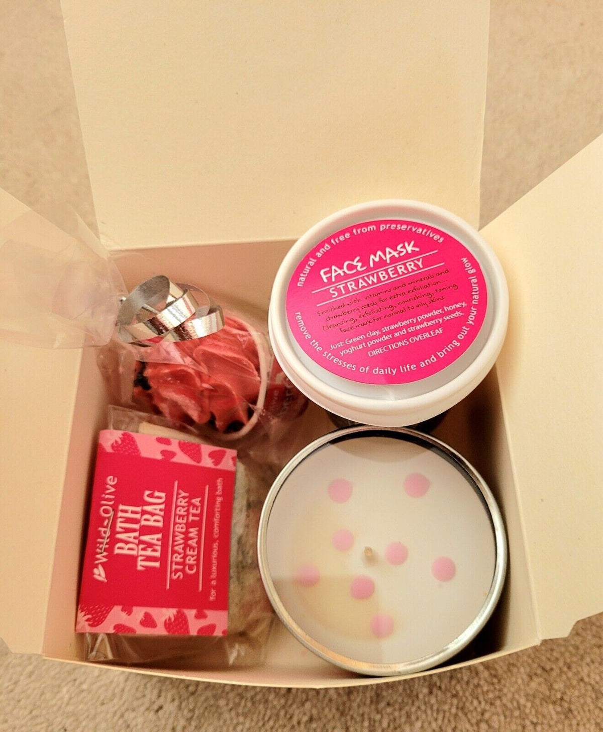 Wild Olive Strawberry Pamper Party Gift Set Cream Bath Collection
