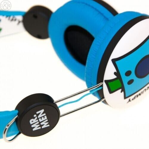 Mr Men Wired Headphones Foldable Kids Tangle Free Flat Cable Gift Headset Blue