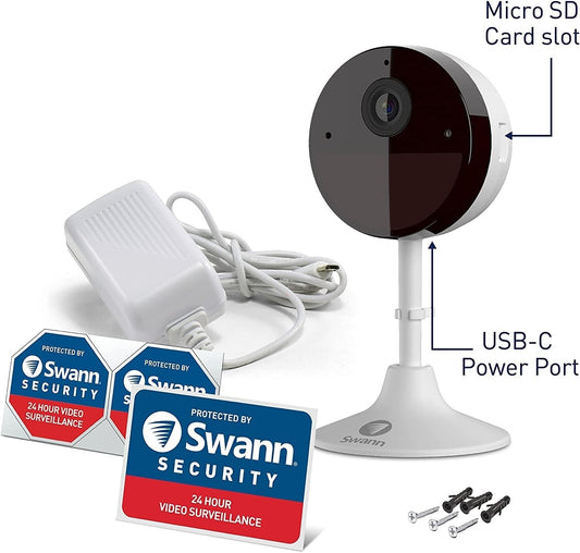 Swann SWIFI-2KICAM Wi-Fi 2K Indoor Motion Security Camera 2 Way Audio Wireless