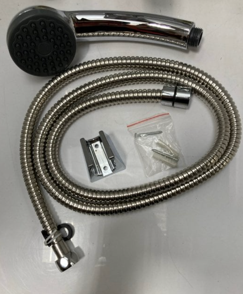DECK MOUNTED BSM IN CHROME WITH SHOWER HANDSET, HOSE & WALL MOUNTING BRACKET