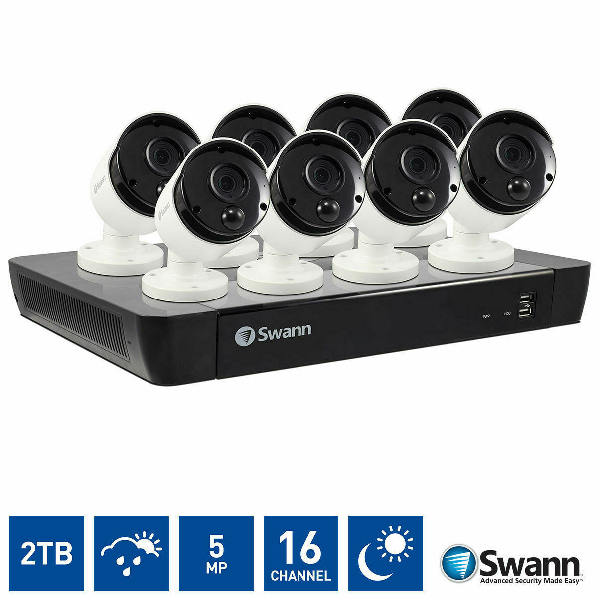 Swann Smart System PoE Camera 8580 16 Channel 4K CCTV NVR Recorder 2TB HDD HDMI