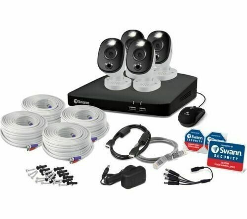 Swann 4K CCTV Camera Kit DVR 8-5680 8 Channel 1TB 4 x PRO-4KWLB Spotlight Siren