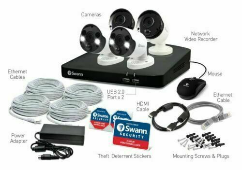 Swann NVR-8780 CCTV Kit 8 Channel 4K Recorder 2TB 4 x 887MSB/FB Spotlight Camera
