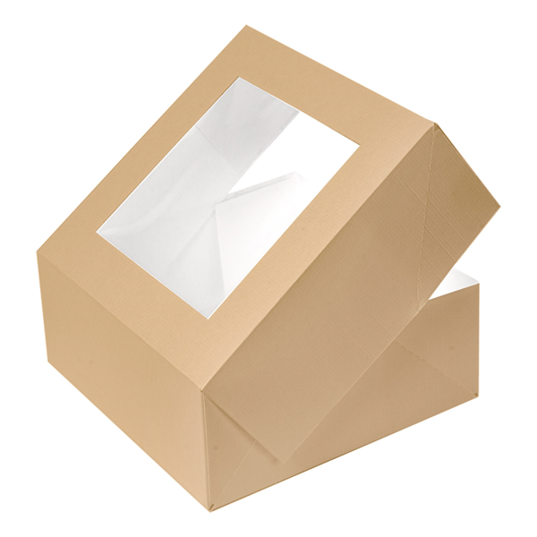 50 Brown Bakery Boxes with Window,Paper Cake,Gift and Cookies [6 x 6 x 3'']
