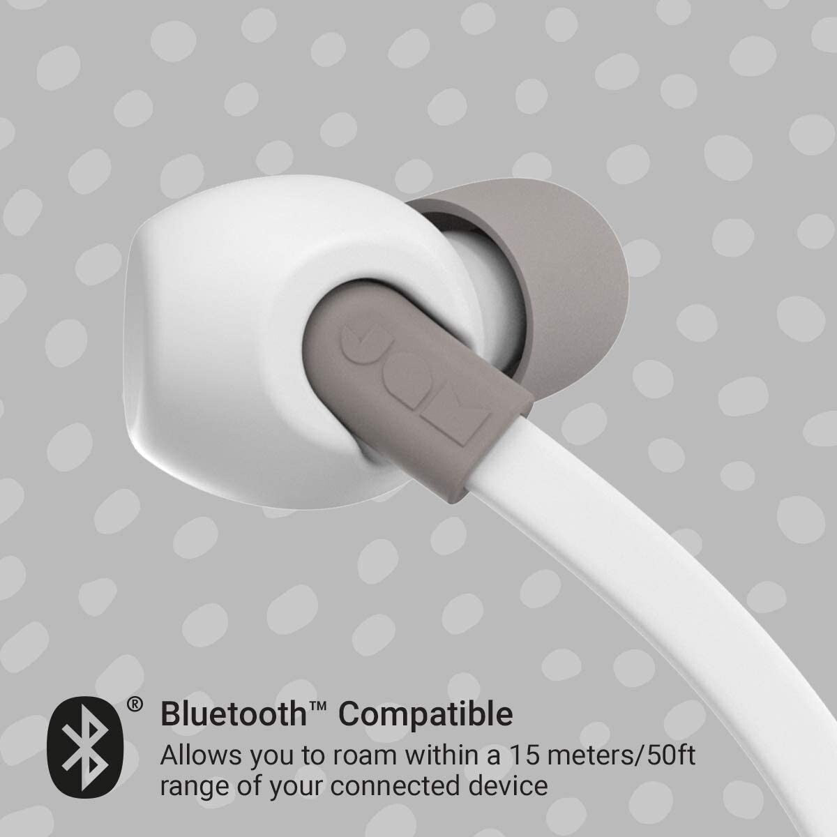 JAM Neckband Style Sport Wireless In-Ear Headphones - White & Grey 12 Hour Play