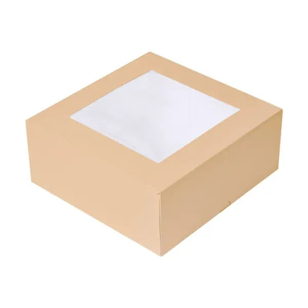 10 Brown Bakery Boxes with Window, Brown Kraft Paper Cake,Gift and Cookies