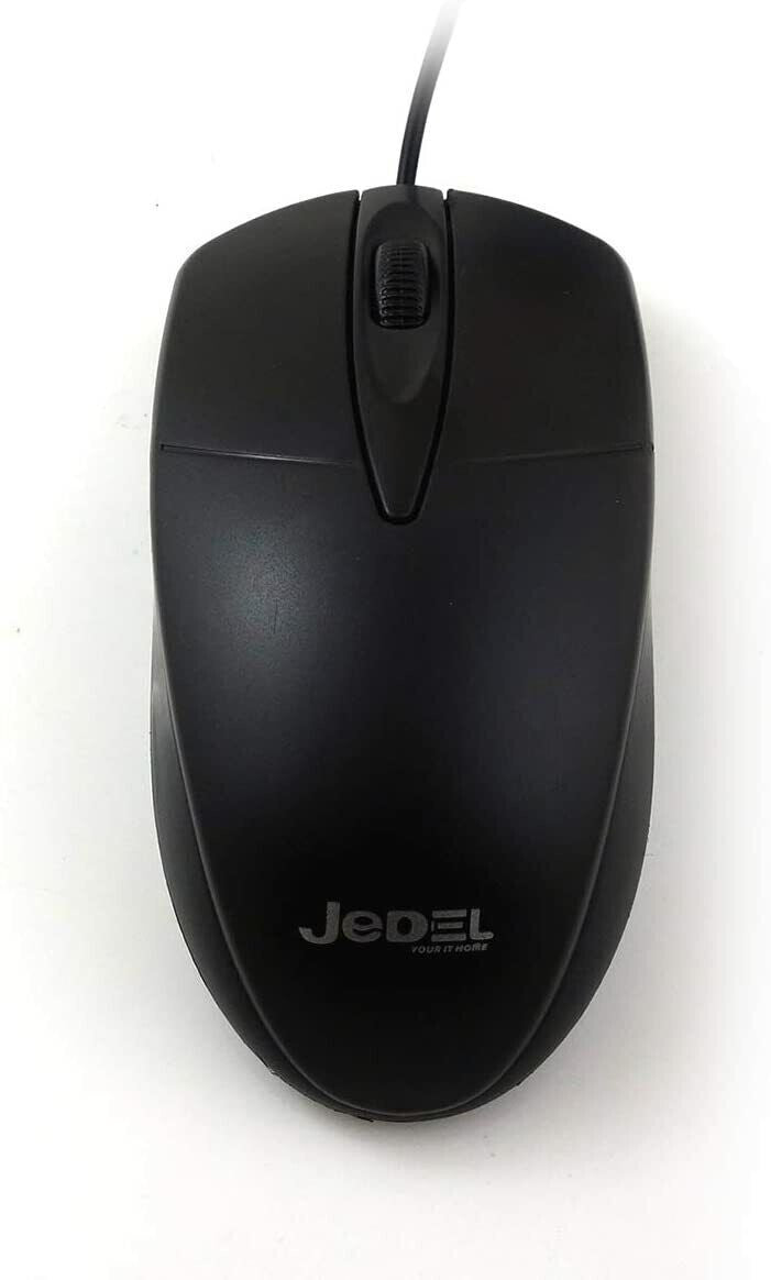 Wired USB Mouse For PC Laptop Computer Optical Scroll Wheel Black Full Size