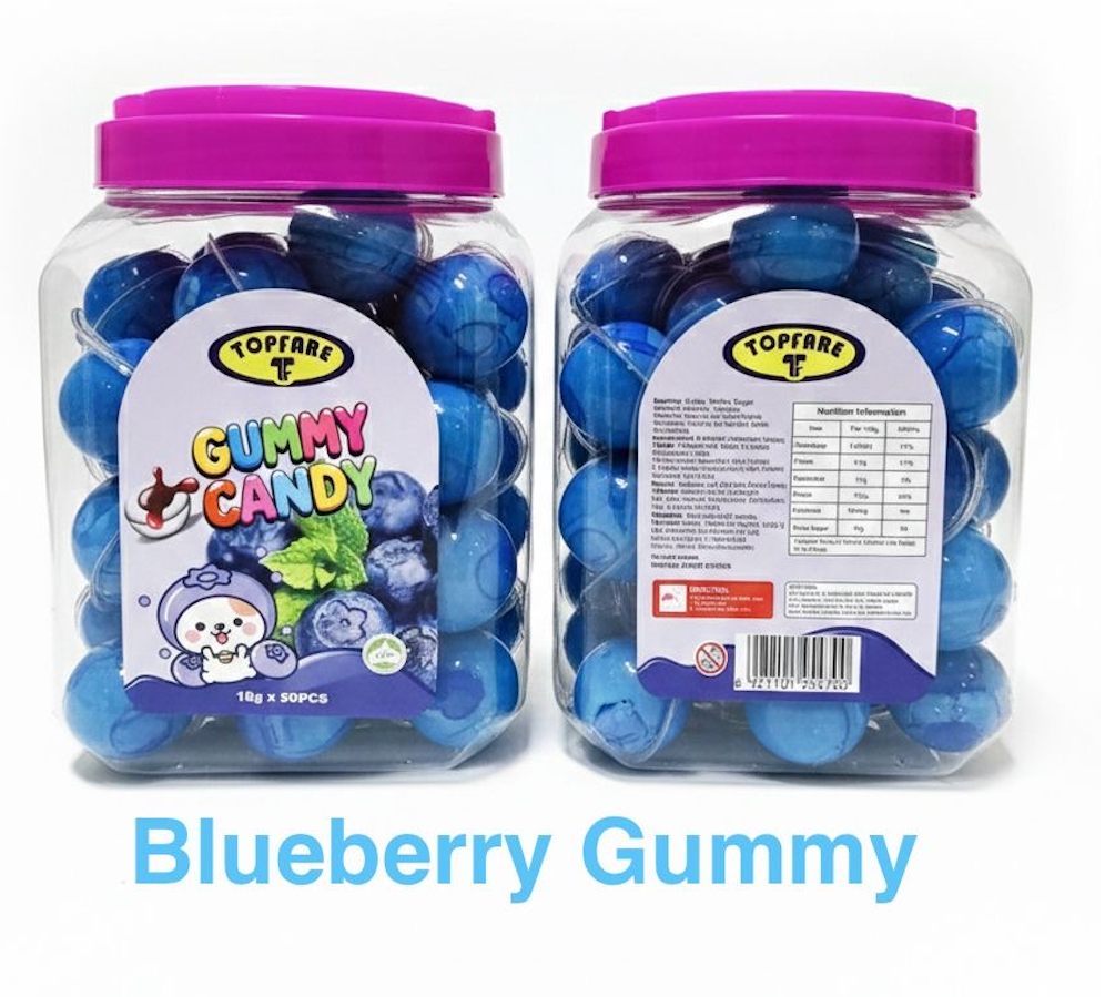 Gummy Candy Jars Juicy liquid Filled Sweets 50 x 18g pieces Blueberry Halal
