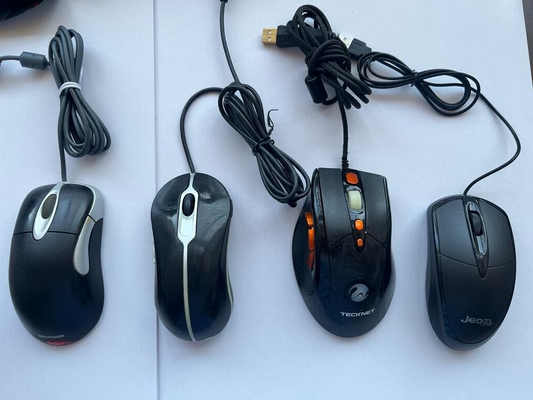 JOBLOT X4 Mixed USB Optical Wheel Mouse Used Microsoft Dell Tecknet & New Jedel