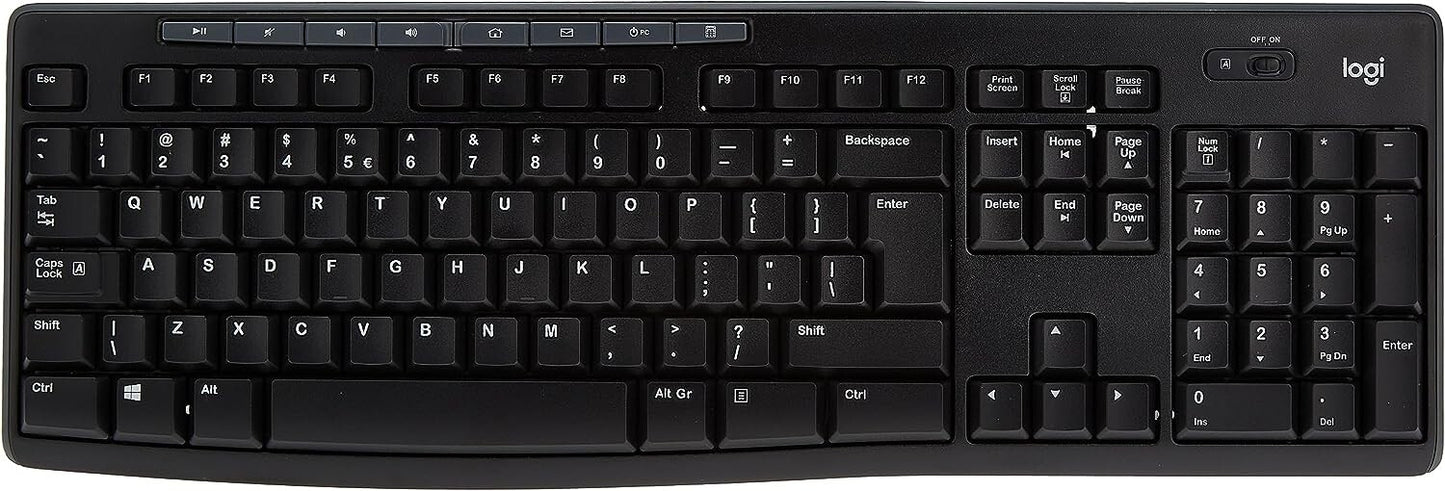 Logitech MK270 Wireless Keyboard 2.4GHz Mouse Set UK Layout QWERTY - Black