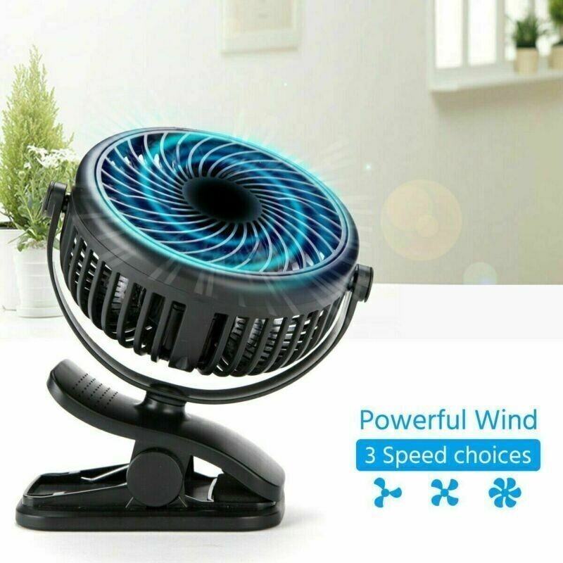 USB 3 Speeds Rechargeable Mini Cooling Fan Clip On Desk Baby Stroller Portable