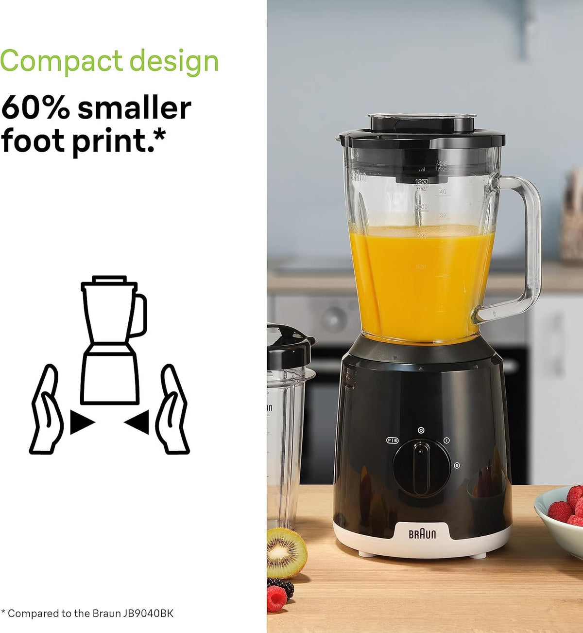 Braun PowerBlend 1 Jug Blender, 2 Speeds, Ice crush, Smoothie2Go Bottle Included