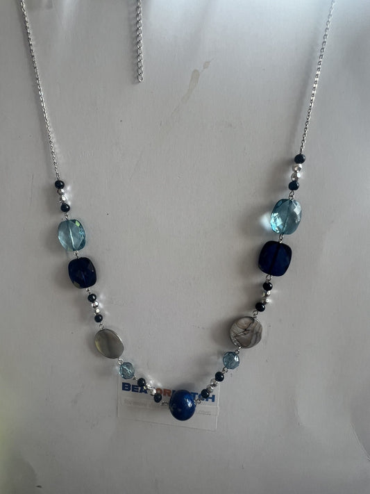 Long Blue Orbs and Flat Jewellery Costume Jewellery Necklace