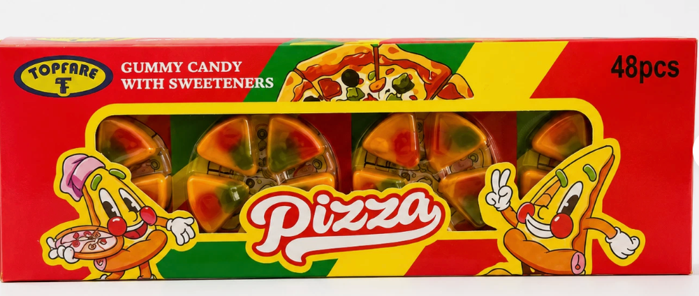 Pizza  Gummi Candy With Sugar and Sweeteners 5 Slices With Picker 48 pieces
