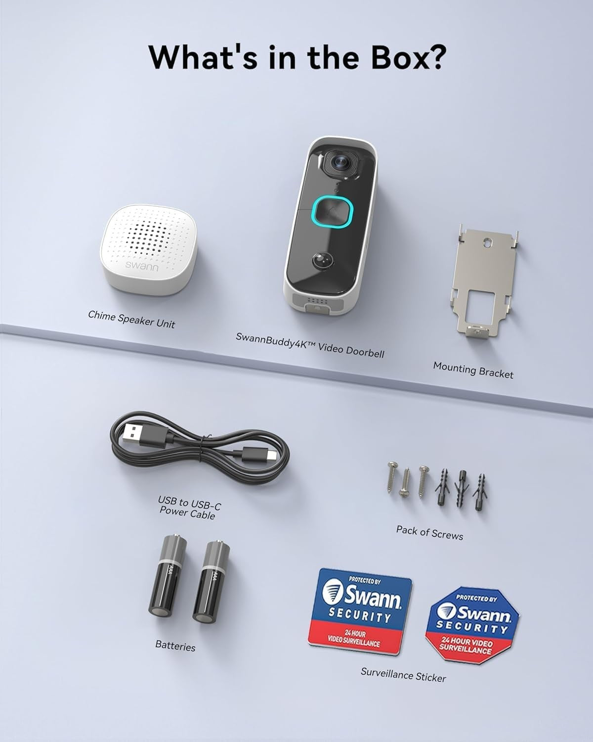 Swann EVO Wireless Video Doorbell SwannShield AI 140° HD SWIFI-SEVDBC