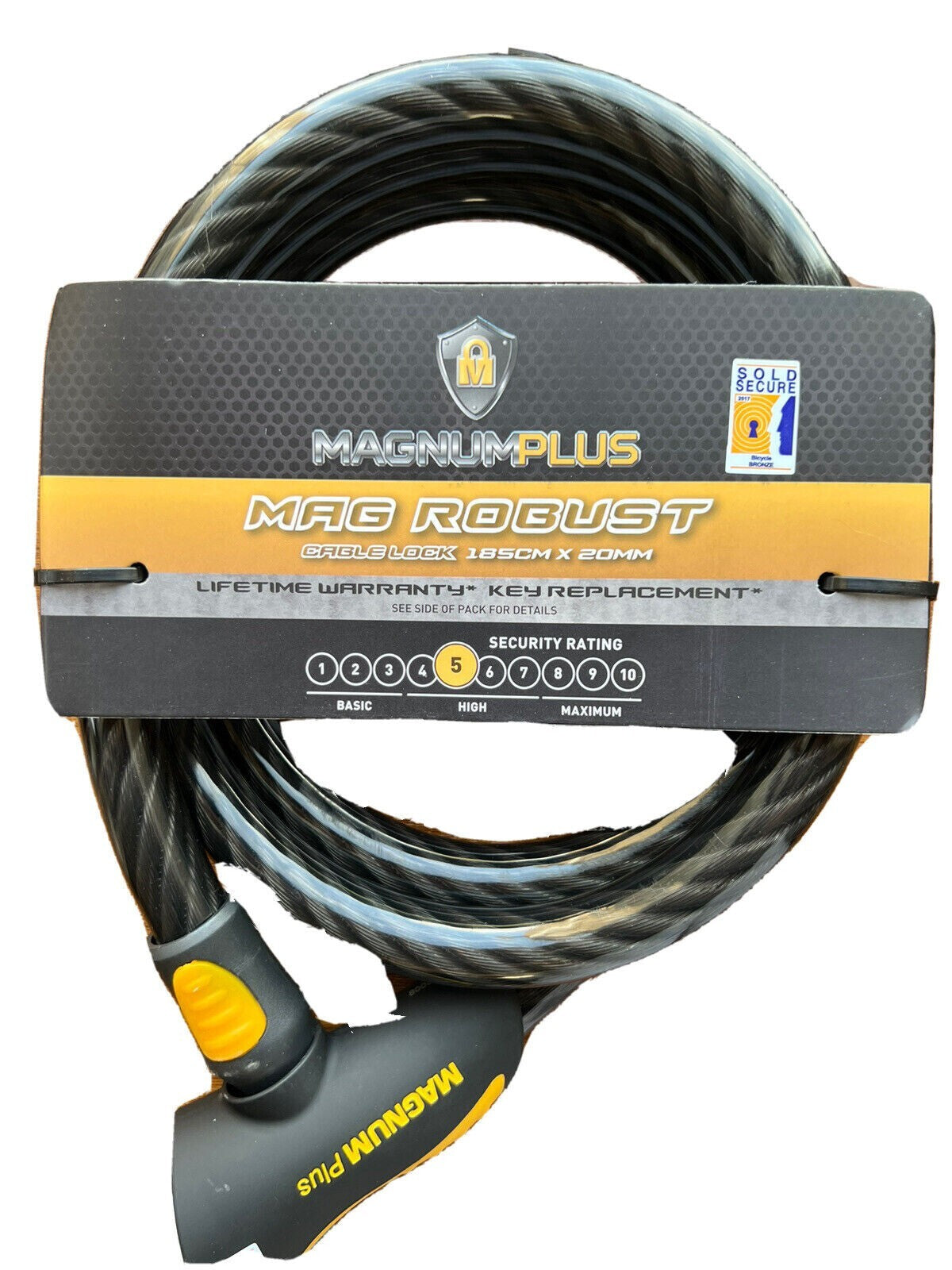 BICYCLE LOCK HEAVY DUTY MAGNUM PLUS MAGROBUST CABLE 185X20 KEYCOLOUR: BLACK