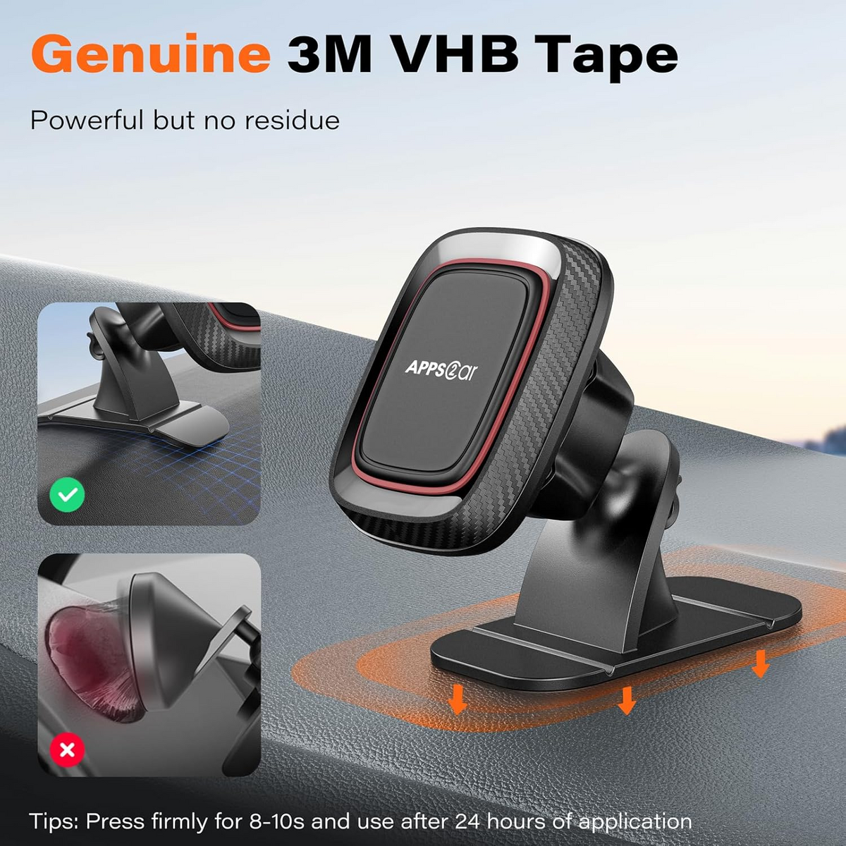 APPS2Car Magnetic Car Phone Holder 360° Rotating Dashboard Mount Universal