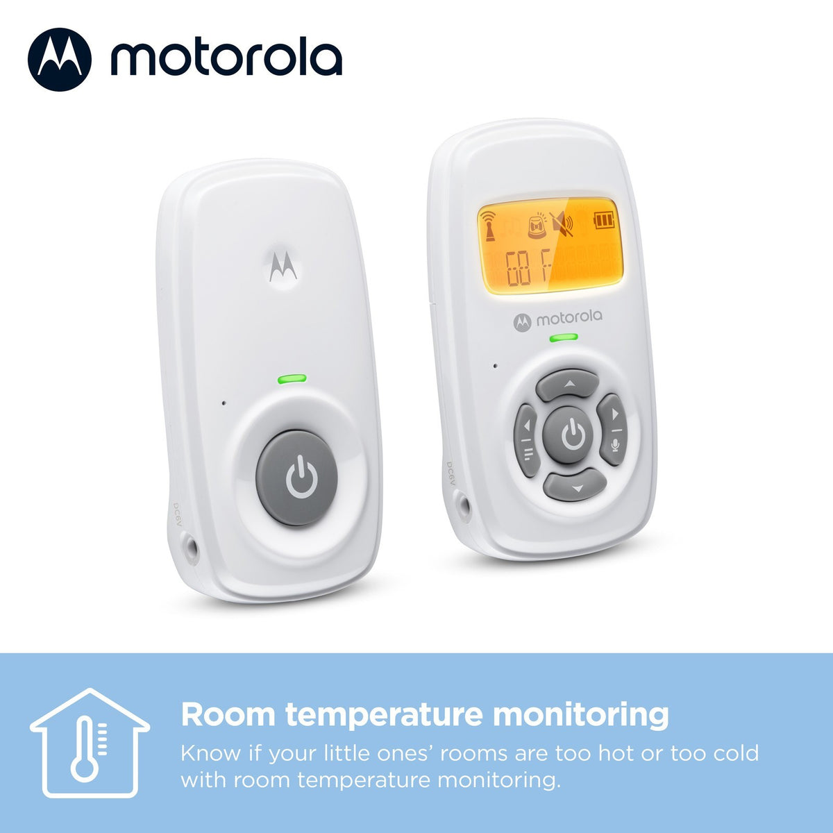 Motorola AM24 Audio Baby Monitor, Room Temperature Display & 2 way communication