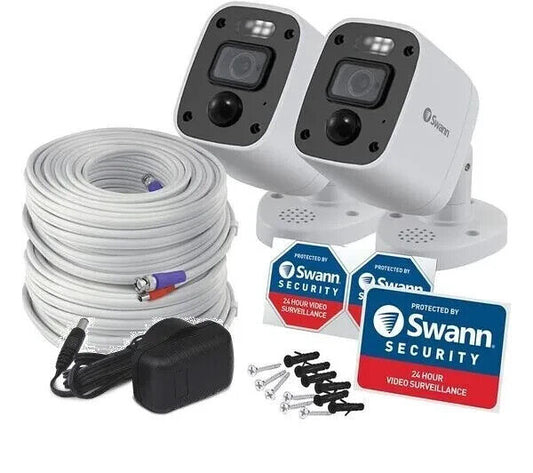 SWANN ENFORCER SWPRO-4KMQBPK2 WHITE WIRED 4K INDOOR & OUTDOOR BULLET 2X CAMERAS