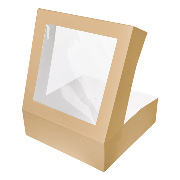 20 Brown Bakery Boxes with Window, Brown Kraft Paper Cake (6 x 6 x 3) inches