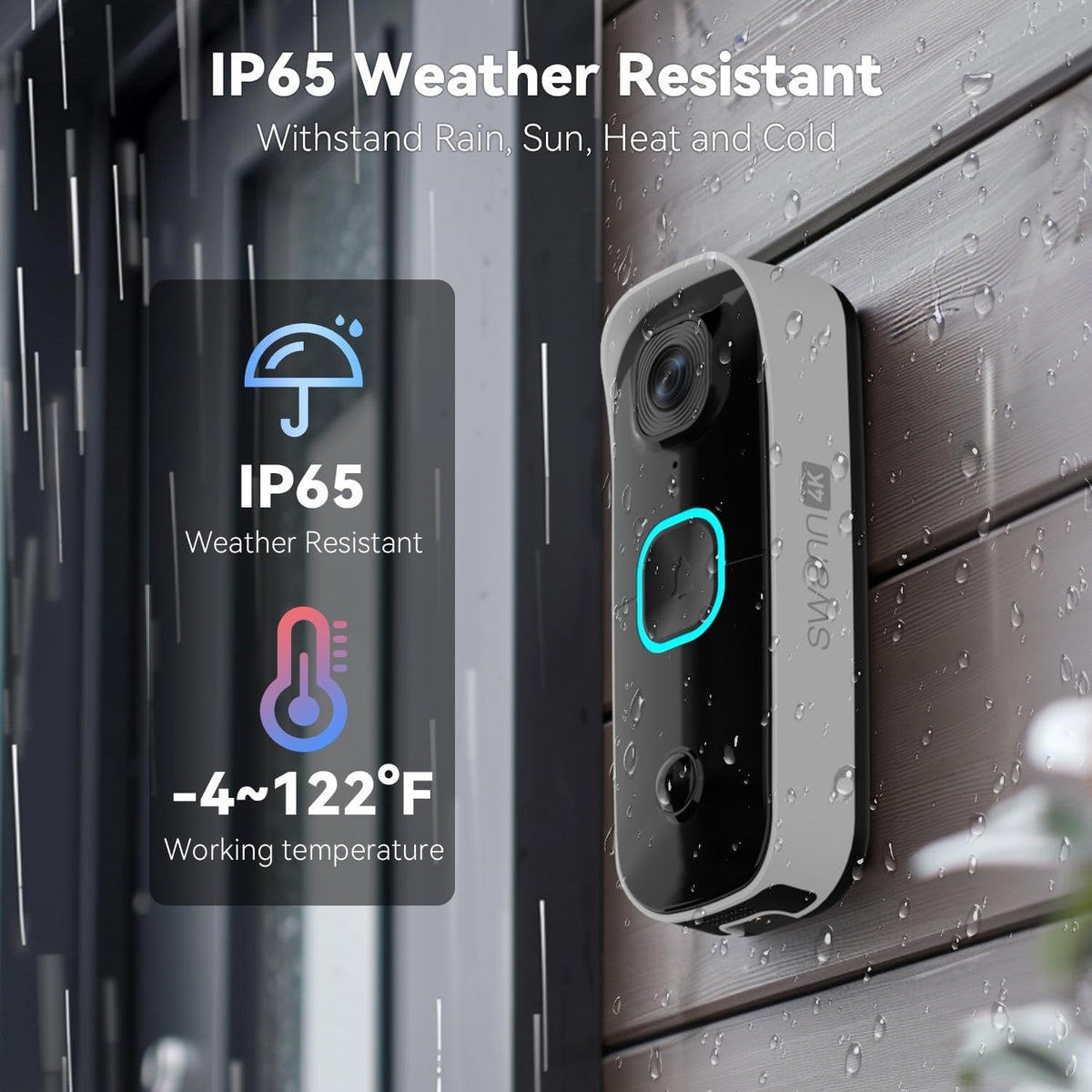 Swann EVO Wireless Video Doorbell SwannShield AI 140° HD SWIFI-SEVDBC